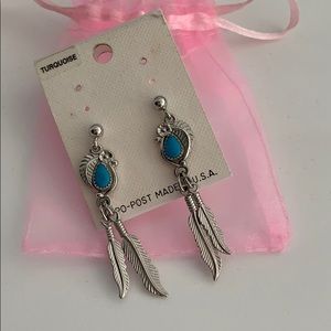 Authentic turquoise silver earrings